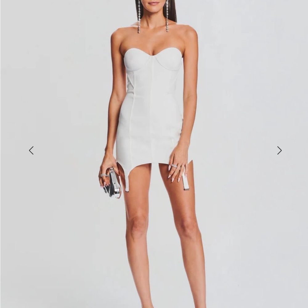 Retrofete Strapless White Mini Dress
